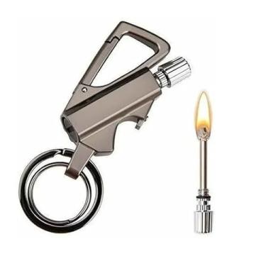 Imagem de Isqueiro Pederneira Chaveiro Abridor de Garrafa Camping Sobrevivencia Trilha Pesca Zinco Resistente