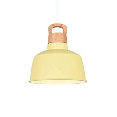 Imagem de CHENKUI Abajur colorido Macaron Luminária de teto de madeira Nordic Creative Industrial Decor Lustre ajustável de cabeça única luminária pendente E26/E27, para restaurantes, sala de estar, cozinha