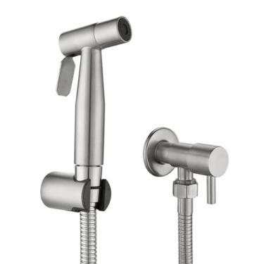 Imagem de Pulverizador de bidê de vaso sanitário portátil com chuveiro bidê higiênico chuveiro montado na parede spray bidê (D) (E conforme mostrado)