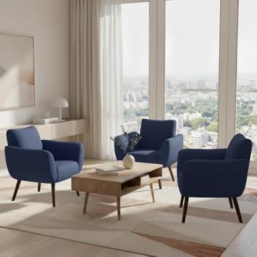 Imagem de Kit De 3 Capas Para Cadeira Poltrona Opala Em Malha Gel Premium Lisa Avulsa Ajustável (Azul Marinho)