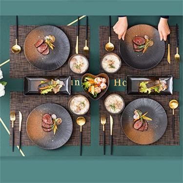 Imagem de Prato de jantar jogo americano conjunto de combinação de utensílios de mesa conjunto completo de pratos de comida ocidental doméstico (cor: A, tamanho: tamanho único)