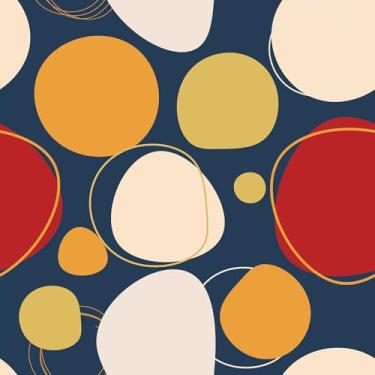 Imagem de VaryFloral Papel de parede geométrico azul marinho moderno abstrato redondo papel de parede decorativo para prateleira de armário papel de parede geométrico irregular na moda removível 45 x 398 cm