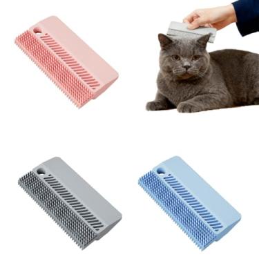 Imagem de Removedor de pelos de animais de estimação de silicone 2 em 1 para cães e gatos, rolo de fiapos para sofá, carro, roupas, móveis, carpete - reutilizável, escova de limpeza fácil (rosa, azul, cinza)