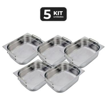 Imagem de Kit 5 Cuba Com Alca Inox 1/2 Gn 150 Para Buffet