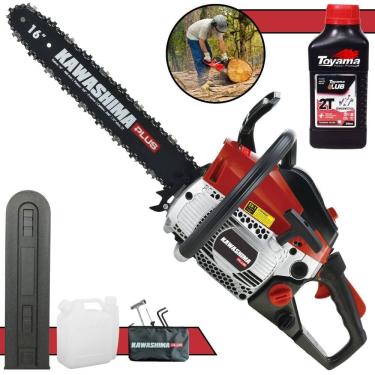 Imagem de Motosserra Profissional Kawashima KCS 380P À Gasolina 2T 37cc Sabre 16 Polegadas Com Sistema Antivibração e Carcaça de Alumínio + ÓLEO TOYAMA 2T