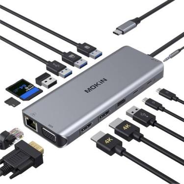 Imagem de Estação de ancoragem USB-C MOKin, monitor duplo 14 em 1 com HDMI