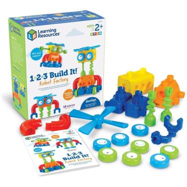 Imagem de Learning Resources 1-2-3 Build It! Robot Factory – Kit de Construção STEM com 18 Peças Grandes para Crianças a partir de 2 anos