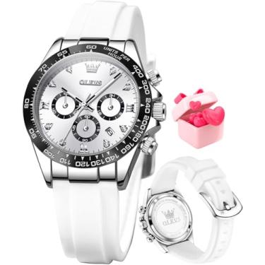 Imagem de OLEVS Relógio feminino moderno ouro rosa diamante analógico quartzo feminino relógios de pulso para mulheres vestido de luxo feminino de aço inoxidável luminoso à prova d'água data data, Prata 5618