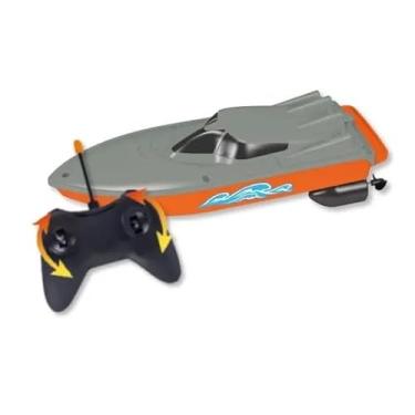 Imagem de Super Lancha de Controle Remoto - Brinquedo Aquático - Velocidade e Diversão Garantida - Cores Verde/Roxo e Laranja/Cinza - Ideal para piscinas e lagos (Laranja/Cinza)