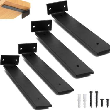 Imagem de rio design99 – 25cm - mão francesa cantoneira invisível – preta – ferro aço suporte para prateleira reforçada resistente industrial madeira bancada estante – 250mm