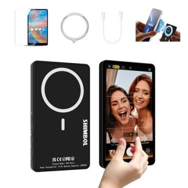 Imagem de Shimbl CP5 Preto Ultra 5" Tela FHD Touchscreen Monitor Sem Fios para Vlogs e Selfies | Acoplamento Magnético, Alto-falante Embutido, Controle Reverso, Compatível com iPhone 13-17/Pro Max/Plus e Androi