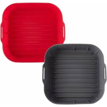 Imagem de Kit 2 Forma de Silicone Air Fryer Grande 20cm Assadeira Fritadeira Quadrada, Forma Cesta Reutilizável de Fritadeira(KIT2-SORTIDO)