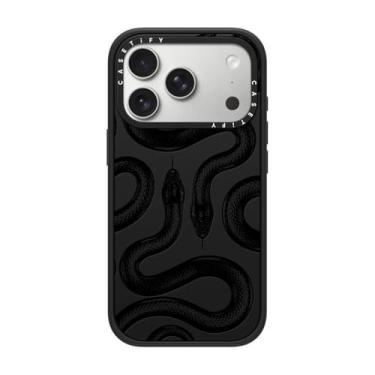 Imagem de CASETiFY Capa Impact para iPhone 17 Pro [fina/compatível com Magsafe/2,5 m. Proteção contra quedas de grau militar 4X] - Preto Kingsnake - Preto fosco