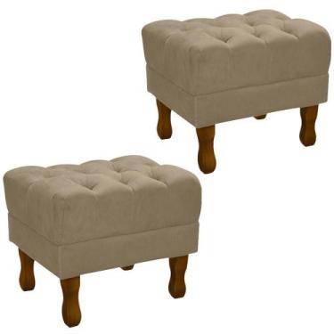 Imagem de Kit 2 Puff Puf Retro Capitone 52X44Cm Suede Capuccino Mpassos Capuccin