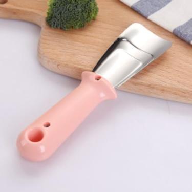 Imagem de Raspador de gelo de aço inoxidável para freezers – Ferramenta eficiente de descongelamento para manutenção de geladeira e freezer – Removedor de gelo ergonômico para uso (rosa)