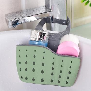 Imagem de Cesto de filtro suspenso multifuncional para pia, saco de drenagem ajustável para armazenamento e organização de cozinha, verde