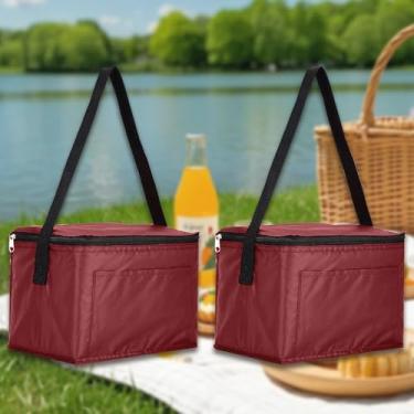 Imagem de Bolsa térmica pequena, reutilizável, mini sanduíche, lancheira, impermeável, bolsa de bebidas, à prova de vazamento, para trabalho, ao ar livre, piquenique, praia, 2 peças