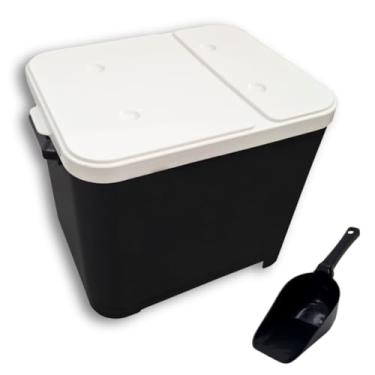 Imagem de Container Porta Ração Canister Plástico Com Tampa + Pá Dosadora 15 Kg Preto