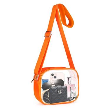 Imagem de Bolsa transversal transparente, aprovada pelo estádio, bolsa transparente para shows, eventos esportivos, festivais, Laranja 1, One-piece shoulder strap