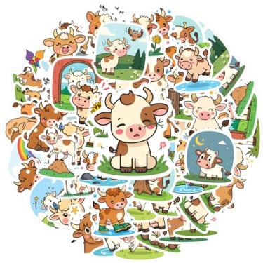 Imagem de 35 peças vaca fazenda natureza pastoral animal professor recompensa adesivos brinquedo divertido para telefone faça você mesmo guitarra laptop notebook mala copo notebook bagagem celular copo