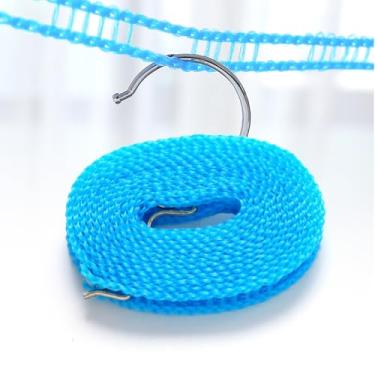 Imagem de Varal portátil para uso interno e externo, corda de secagem durável e antiderrapante para viagens, acampamento e casa, azul