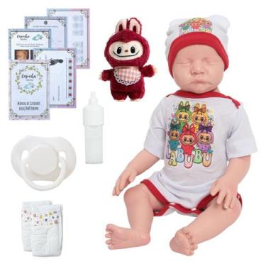 Imagem de Bebê Reborn Boneco Menino Olhos Fechados Pode Molhar 43cm - Cegonha Re