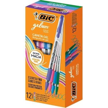 Imagem de 530057 - BIC, Caneta em Gel, Gelocity, Escrita Fina, Rosa, Roxo, Azul Claro e Verde, 12 Unidades