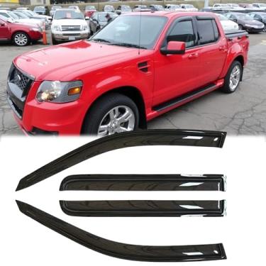 Imagem de VICOJETOR 94740 Defletor de vento de janela lateral à prova d'água à prova de sol adequado para Ford Explorer Sport Trat 2007-2010, 4 peças de substituição de fita adesiva, protetores de chuva
