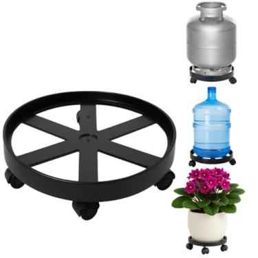 Imagem de Suporte Multiuso Para Botijão Bujão Vaso Plantas e Galão com Rodinhas 360° Suporta até 55kg Preto