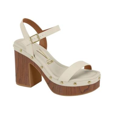 Imagem de Sandália Vizzano Salto Grosso Plataforma Branco Off Feminina, Branco o