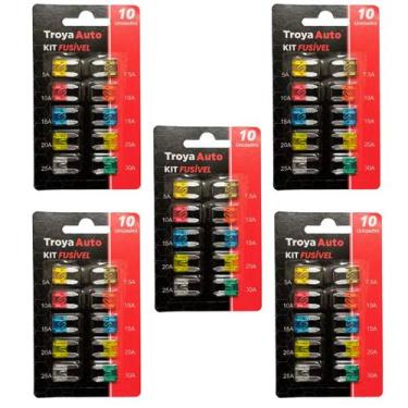 Imagem de 50 Mini Fusível Automotivo Carro Moto 5a 30a - TROYA AUTO