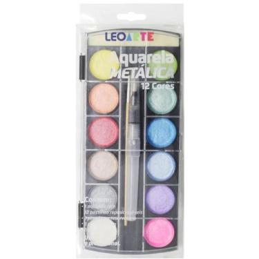Imagem de Aquarela 12 Cores Metalicas Estojo Leoarte 72305 - Leonora
