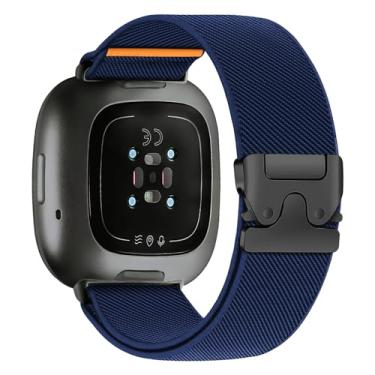 Imagem de Pulseiras de nylon elástico para Fitbit Versa 4/Versa 3/Sense 2/Sense 2/Sense, pulseira de relógio feminina e masculina, fivela de paraquedas, pulseira elástica macia, ajustável, esportiva de