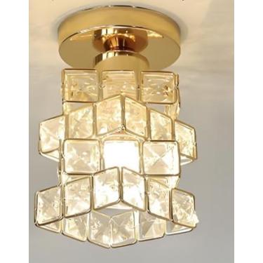 Imagem de Luminária De Teto De Cristal Moderna E Minimalista Lâmpadas Base De Lâmpada De Iluminação Doméstica Abajur,luminárias de teto para sala(2,Ouro-MF（110V-220V）)
