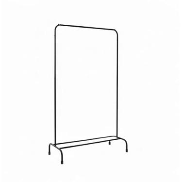 Imagem de Arara De Roupas Cabideiro De Chão Com Sapateira Em Aço Desmontável Organizador De Roupas(Preta)