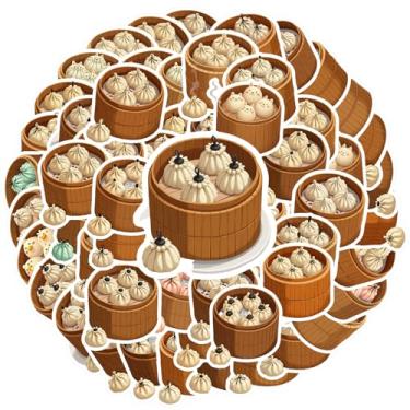 Imagem de 35 peças adesivos de alimentos Dim Sum cesta de bambu para laptop, motocicleta, bagagem, telefone, faça você mesmo, guitarra, laptop, notebook, mala de viagem