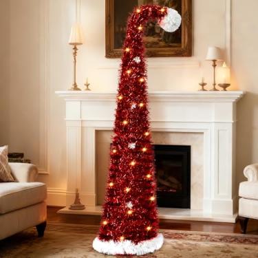 Imagem de Árvore de Natal pop-up de 1,8 m - Árvore de Natal artificial decorada com Deeteck com luzes e flocos de neve - Árvore dobrável dobrável de fácil montagem para decoração de Natal e Halloween