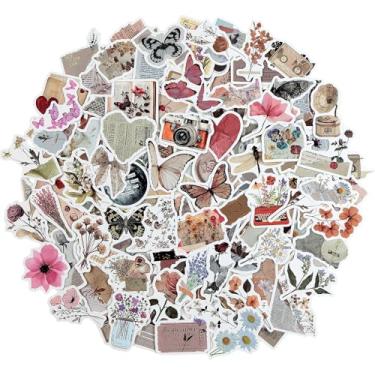 Imagem de Seorsok 120 peças de adesivos estéticos vintage, decalques florais e borboletas, adesivos para laptop, leitores de e-books, garrafas de água, acessórios de adesivos IPAD presentes para adolescentes e