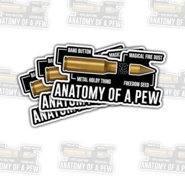 Imagem de (3 peças) Adesivo Anatomy of A Pew – Citação engraçada do diagrama de peças de armas de fogo para proprietários de armas, veteranos e entusiastas de tiro para laptop, garrafa de água, capa de telefone