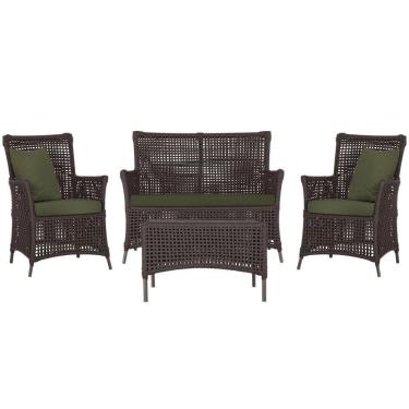 Imagem de Jogo Sofá 2 Poltronas E Mesa Igapó Marrom E13 Trama Original Marrom