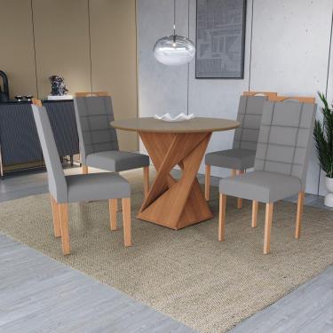 Imagem de Conjunto Sala De Jantar Luna Kappesberg 4 Cadeiras Veludo Titanio