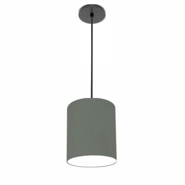 Imagem de Lustre Luminária Pendente Vivare Free Lux Pe-4103pr Cúpula Em Tecido 15x20cm Cinza-escuro Canopla Preta E Fio Preto