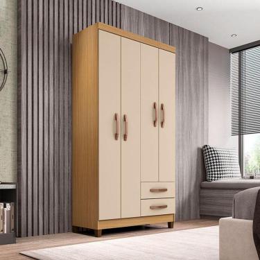 Imagem de Guarda Roupa Solteiro Ambiente Mogi 4 Portas Carvalho Americano Off White - Incorplac
