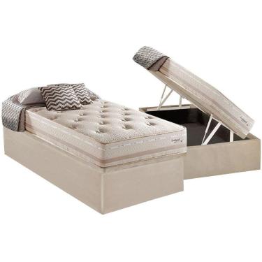 Imagem de Cama Box Baú Solteiro: Colchão Molas Masterpocket Ensacadas Herval Maxspring Scotland + Base Crc Suede Clean (88x188)