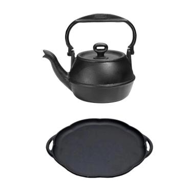Imagem de Kit Chaleira Tradição Ferro Fundido 2L E Chapa Petisco 24Cm