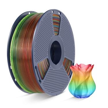 Imagem de SUNLU Filamento PLA arco-íris transparente 1,75 mm, filamento 3D gradiente multicolorido, filamento de impressão 3D perfeitamente enrolado, precisão dimensional +/-0,02 mm, carretel de 1 kg (1 kg