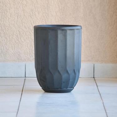 Imagem de Vaso Para Plantas e Flores Decoração Coluna Grega 42x30 Luxo Jateado Com Prato em Polietileno (Preto)