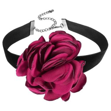 Imagem de PATIKIL Colar de gargantilhas de rosas para mulheres, gargantilhas de flores, acessórios modernos de veludo ajustável, One Size, Algodão, Âmbar