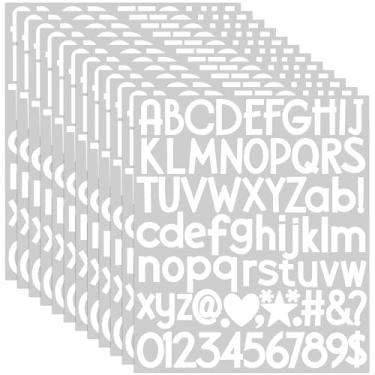 Imagem de 900 peças de adesivos de letras, 12 folhas, adesivos de alfabeto, vinil branco, números de caixa de correio, autoadesivos, adesivos para garrafa de água, álbuns, copos, artesanato, placa de sala de