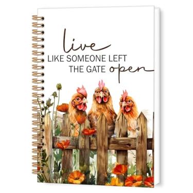 Imagem de TWRVI Caderno espiral de galo, diário pautado na faculdade de animais de fazenda para material de escritório escolar, Live Like Someone Left The Gate Open Cadernos de diário 14 x 8,7 cm, 164 páginas